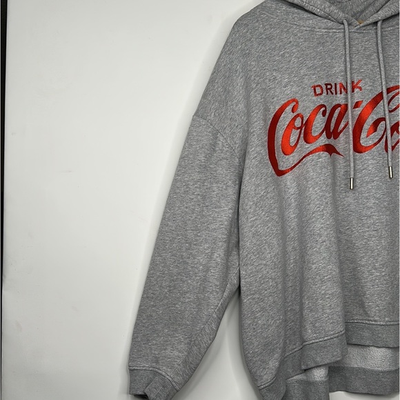 H&M Coca Cola Hoodie Sweatshirt Womens Size XXL Gray Adjustable Hood - Picture 7 of 7